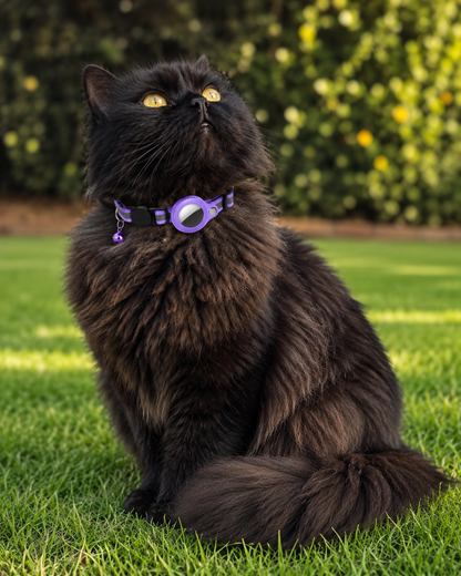 Cat Airtag Holder Collar Breakaway Reflective Strips Adjustable Kitten Collar Waterproof Cat Bell Collar Pet Air Tag Case