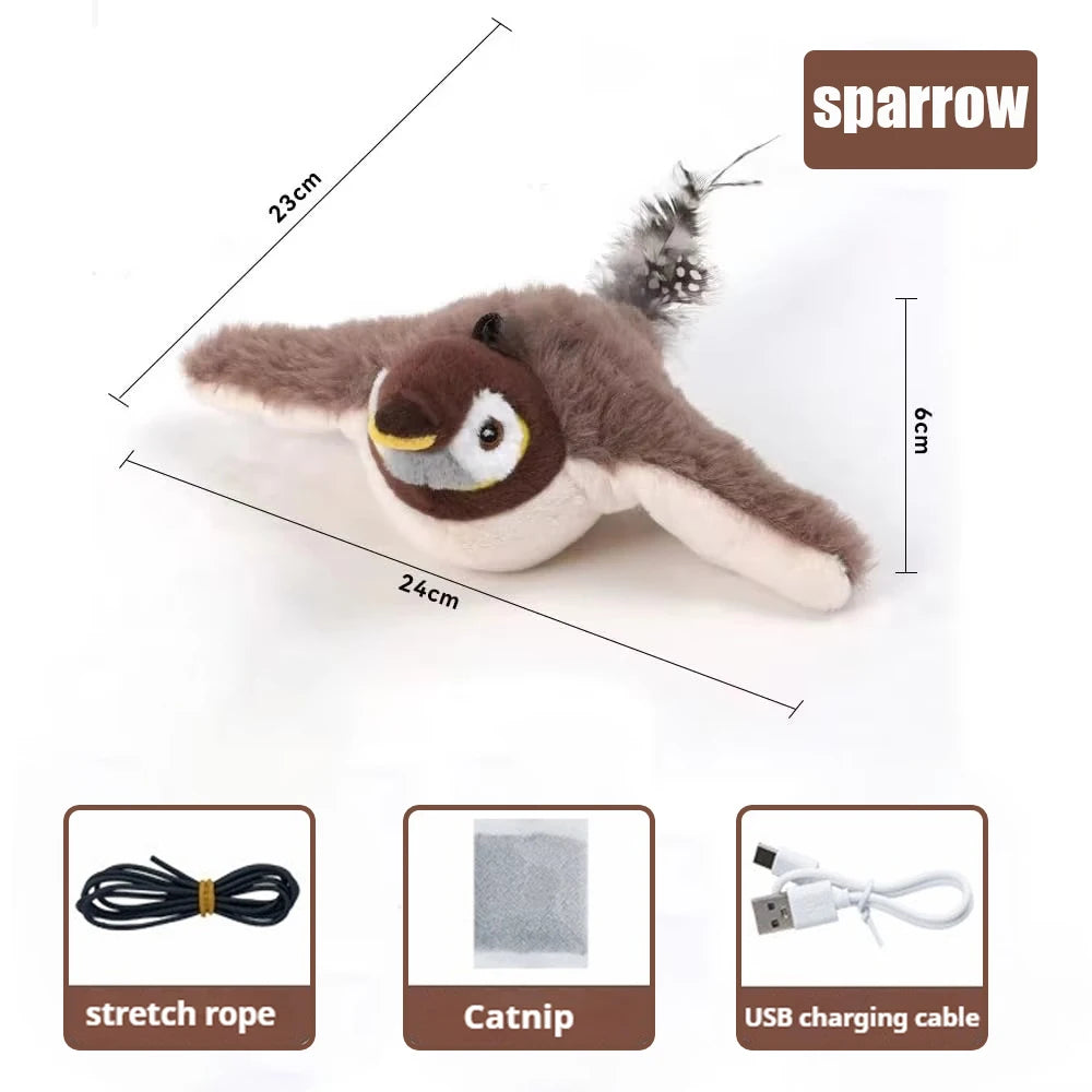 Flappy Bird Interactive Cat Toy Remote Control USB Rechargeable Pet Cat Plush Toy Flapping Bird Toy Stimulate Hunting Instincts
